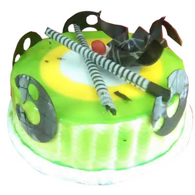 "Green Gel Round shape cake with Toppings -1kg (Nellore Exclusives) - Click here to View more details about this Product